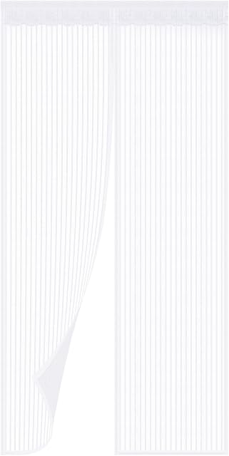 Magnetic Fly Screen Door, Rainberg Heavy Duty Bug mesh Curtain with Powerful Magnets and Full Frame Magic Tape, Insect Protection Door no Gap, Keep Bugs Out. (90 x 210 cm, White)