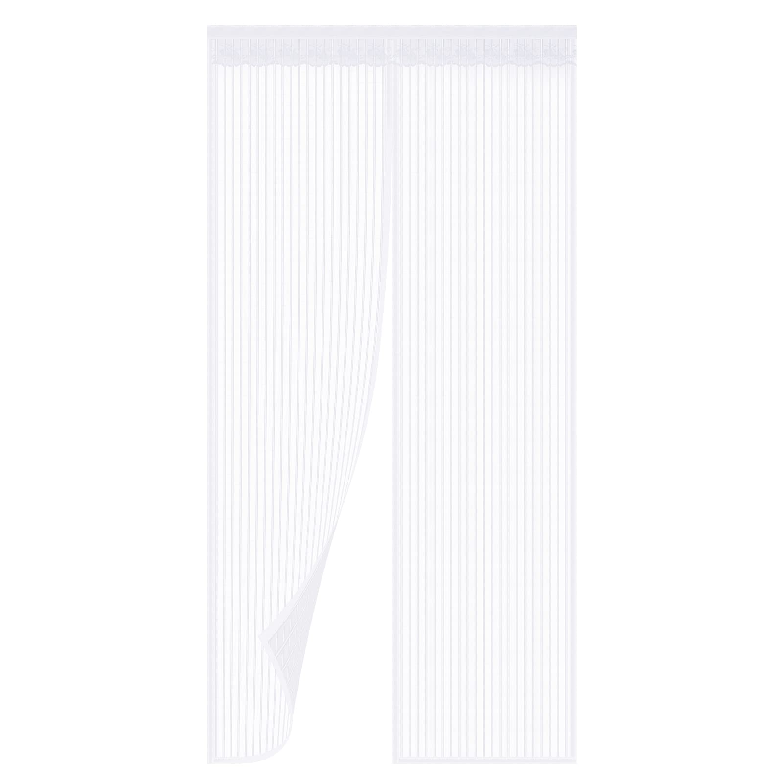 Magnetic Fly Screen Door, Rainberg Heavy Duty Bug mesh Curtain with Powerful Magnets and Full Frame Magic Tape, Insect Protection Door no Gap, Keep Bugs Out. (White, 90 x 210 cm)
