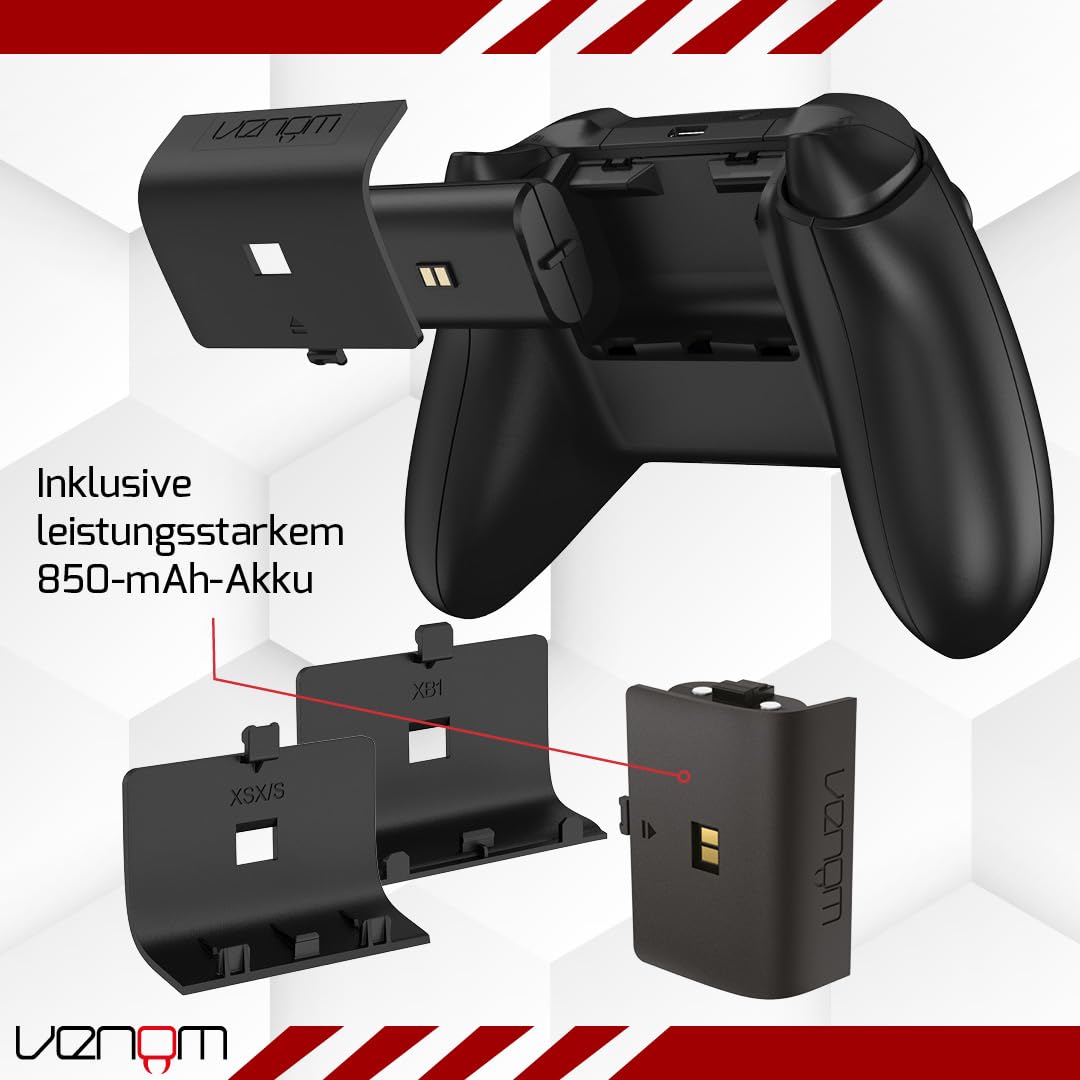 Venom Ladestation mit wiederaufladbarem Akku – Schwarz (Xbox Series X & S/Xbox One), USB - 4