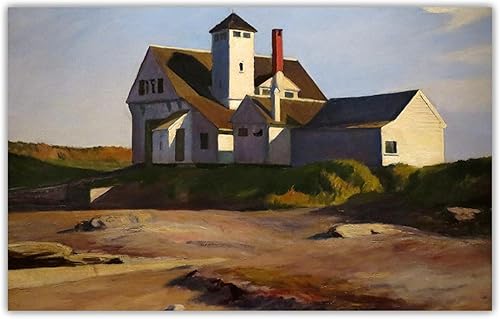 Impresiones en lienzo "Estación de la Guardia Costera, 1929" de Edward Hopper, lienzo, arte de pared, sala de estar, decoración del hogar, imagen