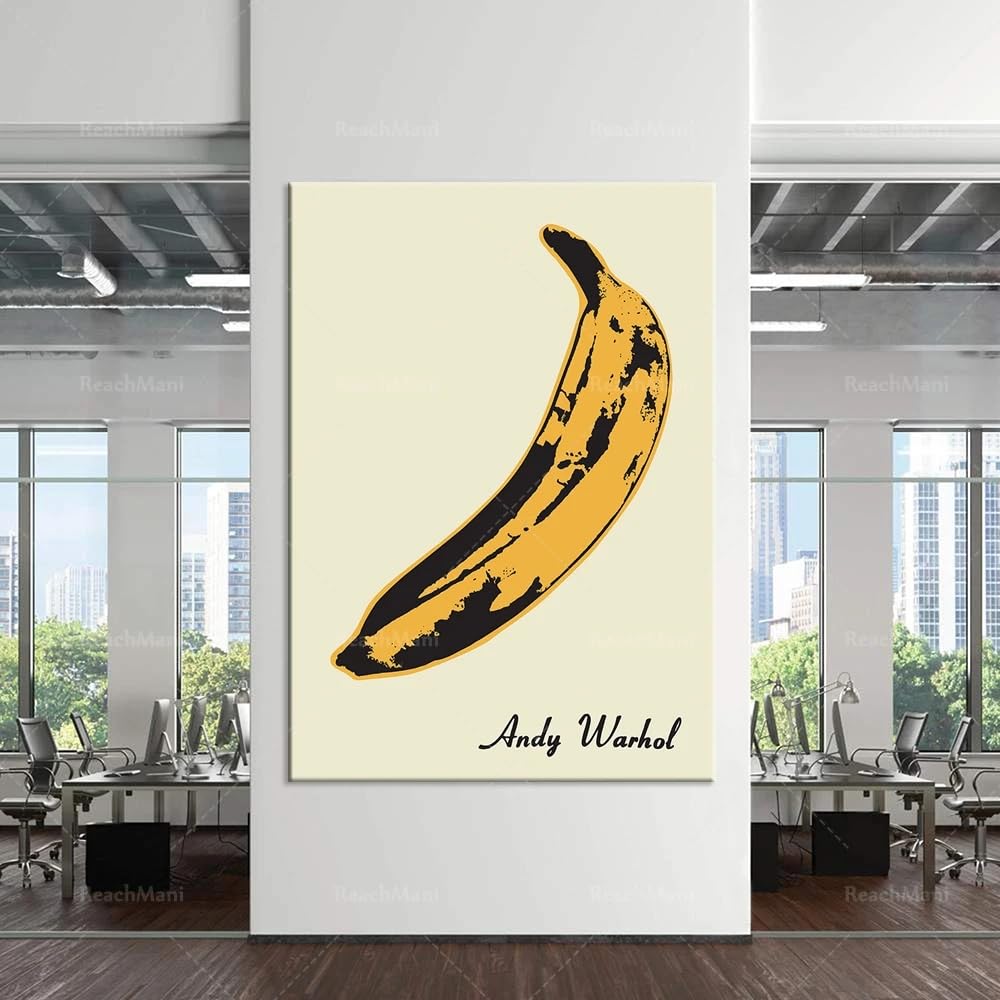 LMAIWANG Pop Art Print Andy Warhol Banana Impresjonistyczna sztuka na płótnie dekoracja ścienna (20 x 30 cm / wewnętrzna rama)
