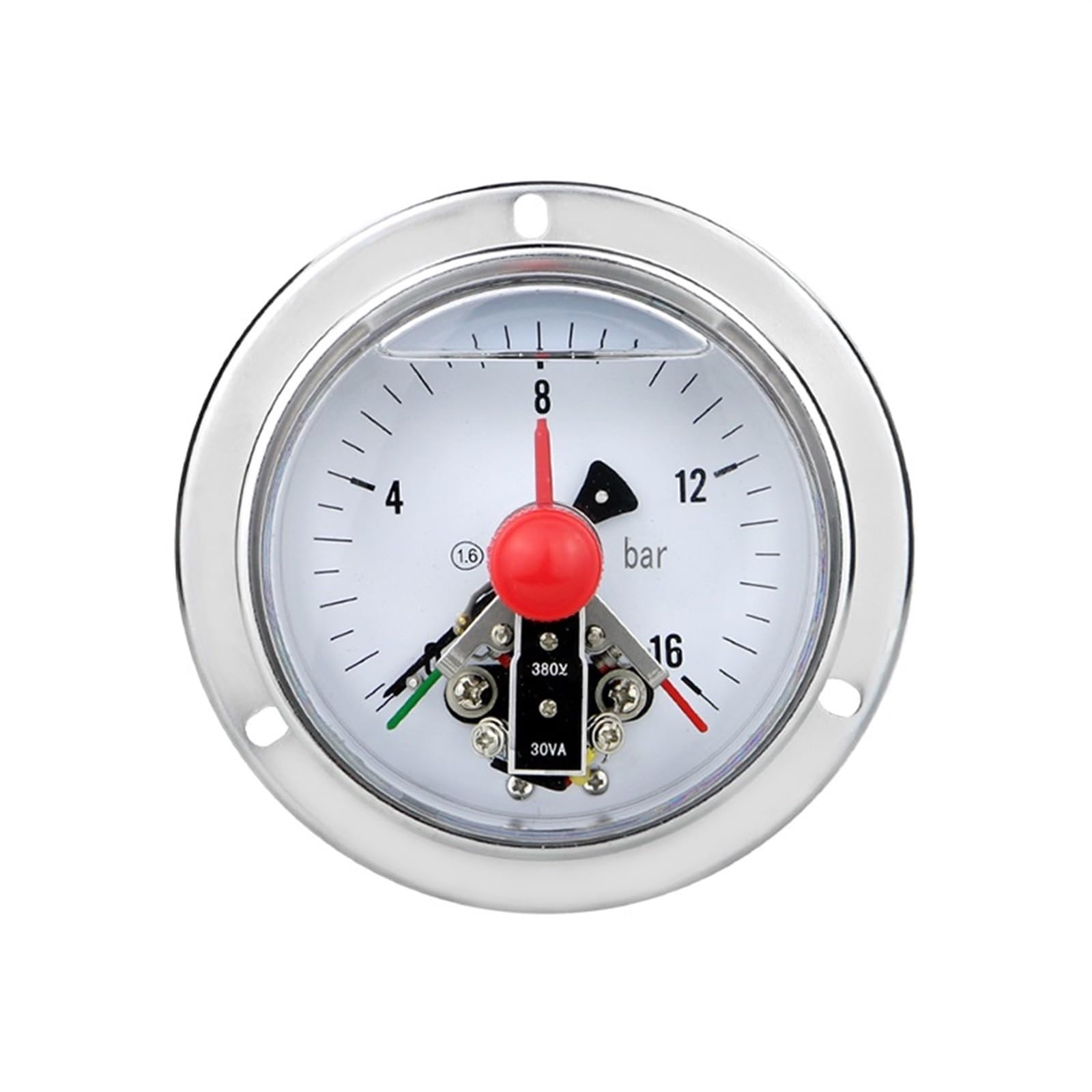 Elektryczne manometry kontaktowe 100 mm 1,6%, -1...0...600 bar, montaż osiowy, do manometrów ciśnienia powietrza, gazu, wody i paliwa (BSPT(ZG) 1-2,0-100 bar)
