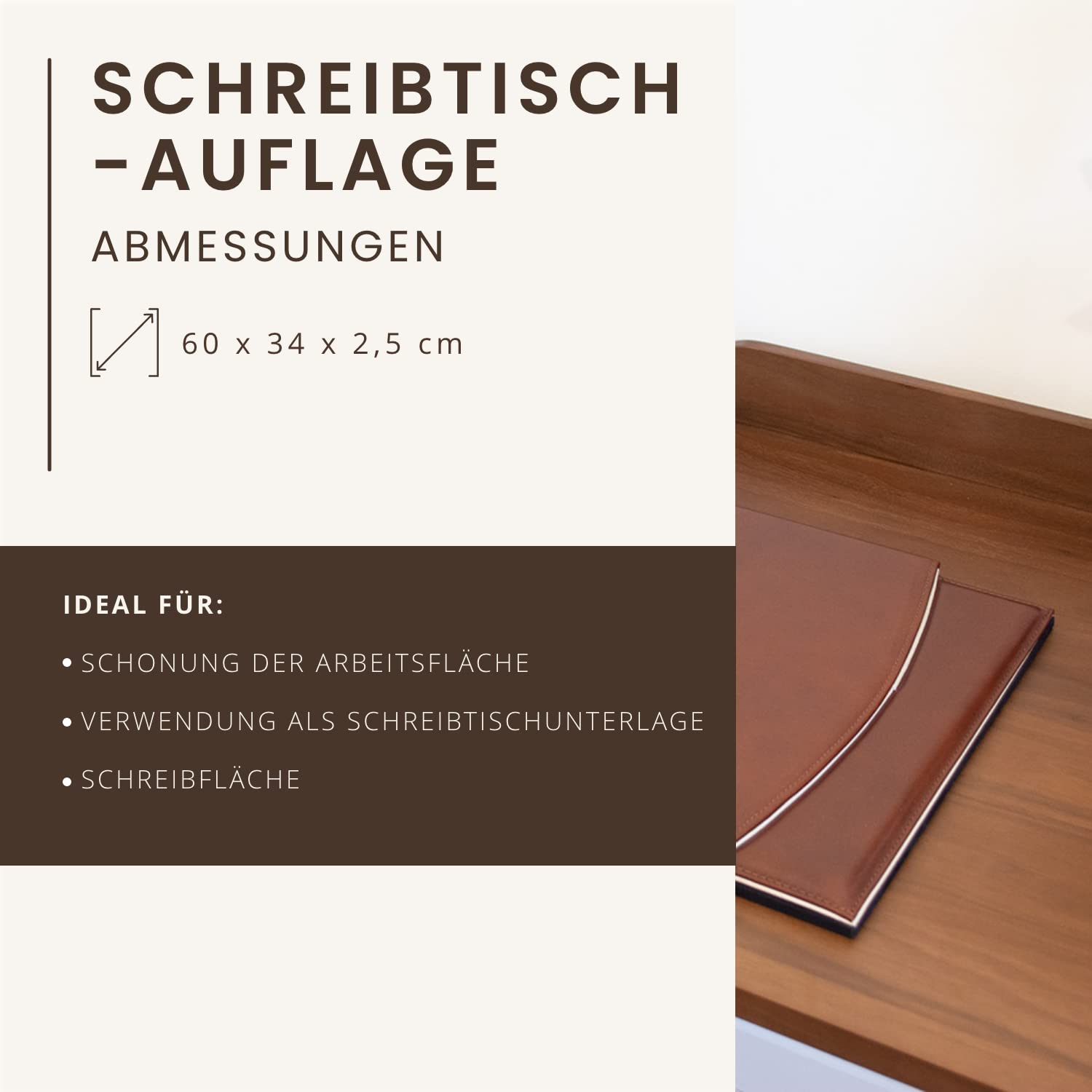 Maruse Leder Schreibtischunterlage – Italienisches Vollleder – Für Büro & Home Office Schreibunterlage – Handgefertigt in Italien – Schwarz