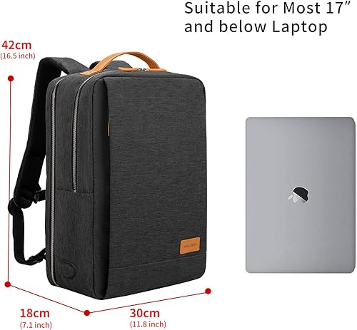 Miniatura 10 de NOBLEMAN Mochila para hombre, mochila de viaje para laptop, mochila resistente al agua, se adapta a mochila para portátil de 17 pulgadas, mochila de