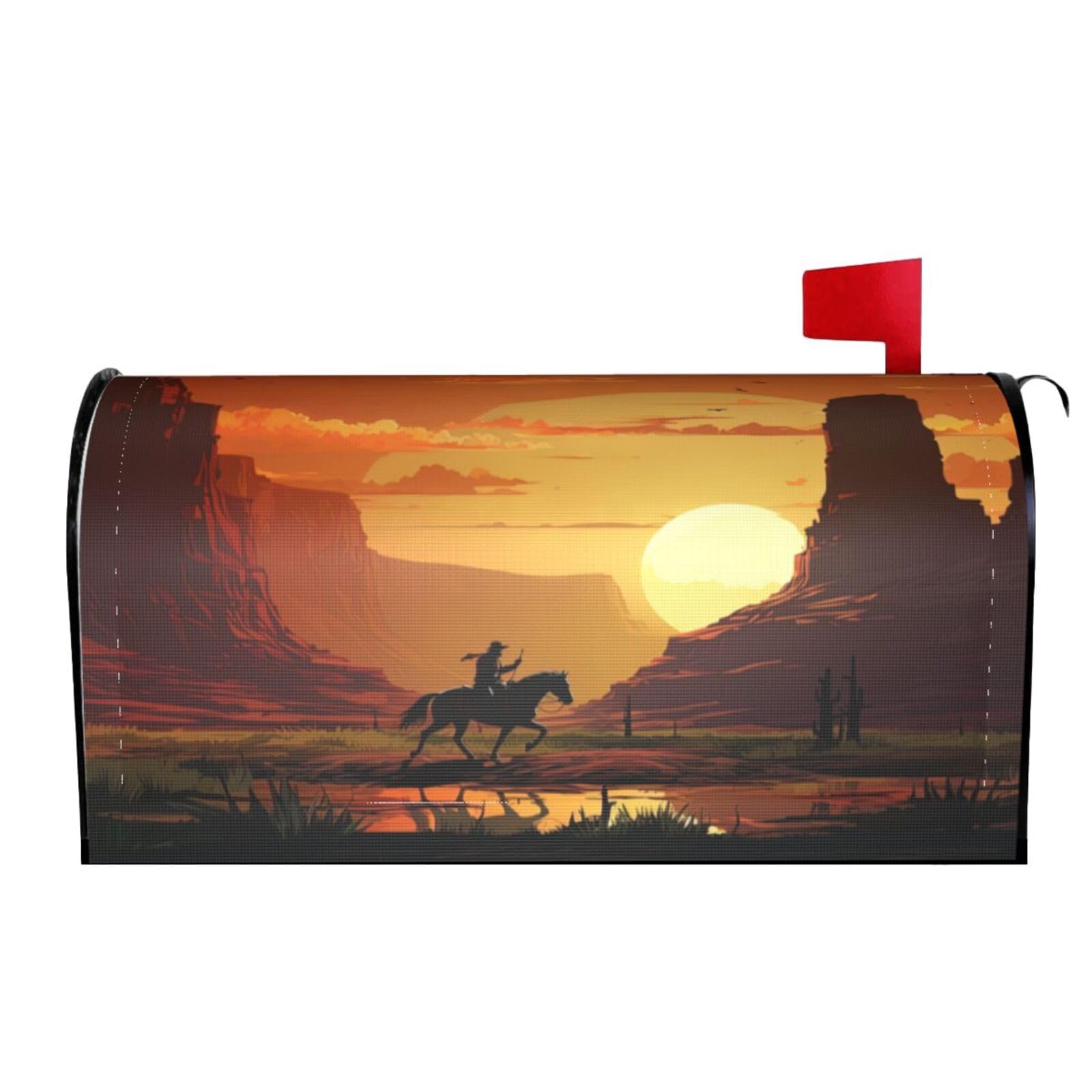 Wild West American Desert Cowboy On Horse 01 Mailbox Covers Magnetic Wraps Post Letter Box Cover Garden Home Decor