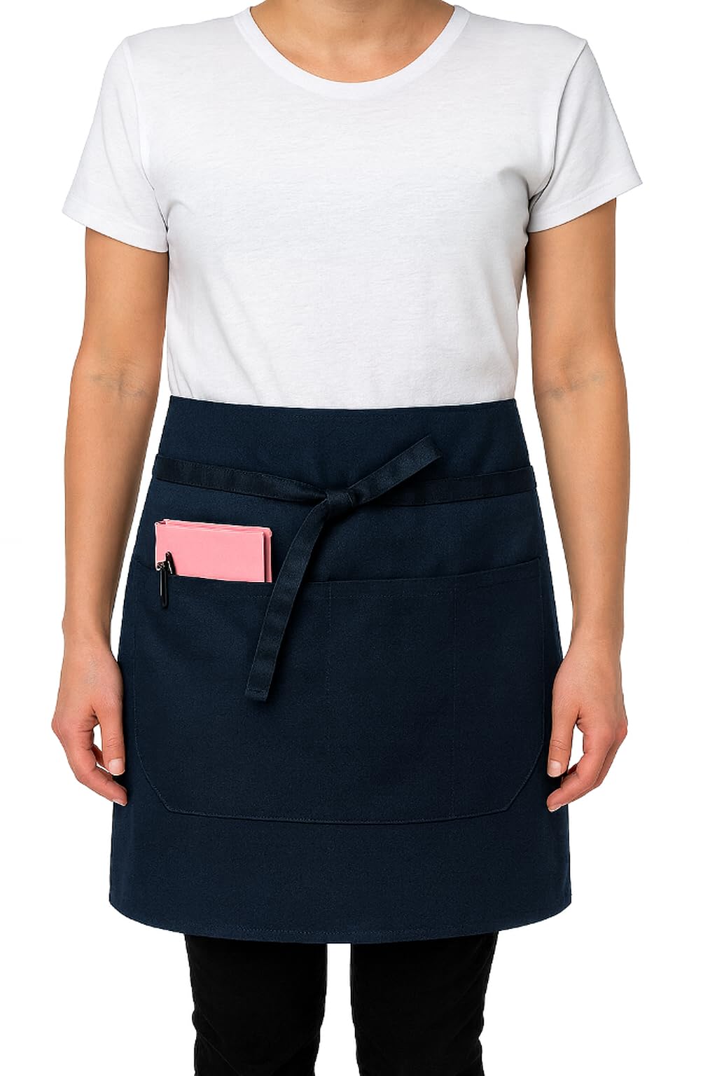 Ibex Unisex Navy (2 Pocket) Short Waist Apron With 2 Pocket - Professional Catering, Restaurant, Bar & Kitchen Apron For Chefs, Waiters, Bartenders, Servers & Home Cooking - Navy (Pack Of 1)