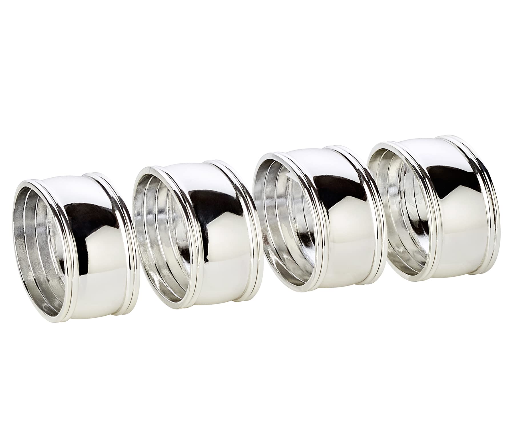 EDZARD 4er Set Serviettenring Faden, Länge 6 cm, edel versilbert, anlaufgeschützt