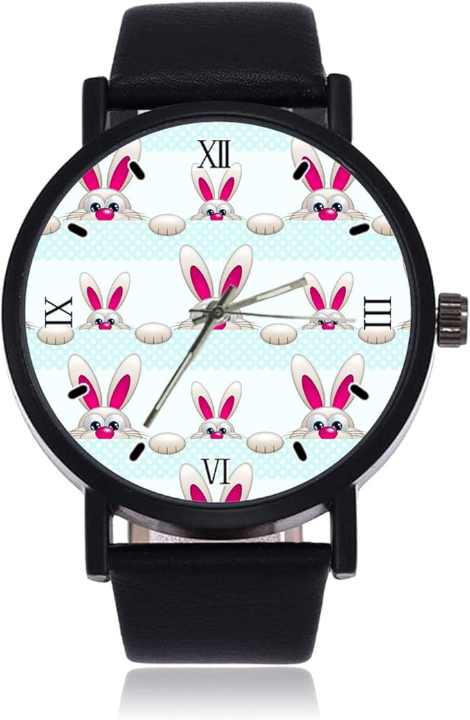 Easter Bunny Fashion Women's Wrist Watch Quartz Stainless Steel Leather