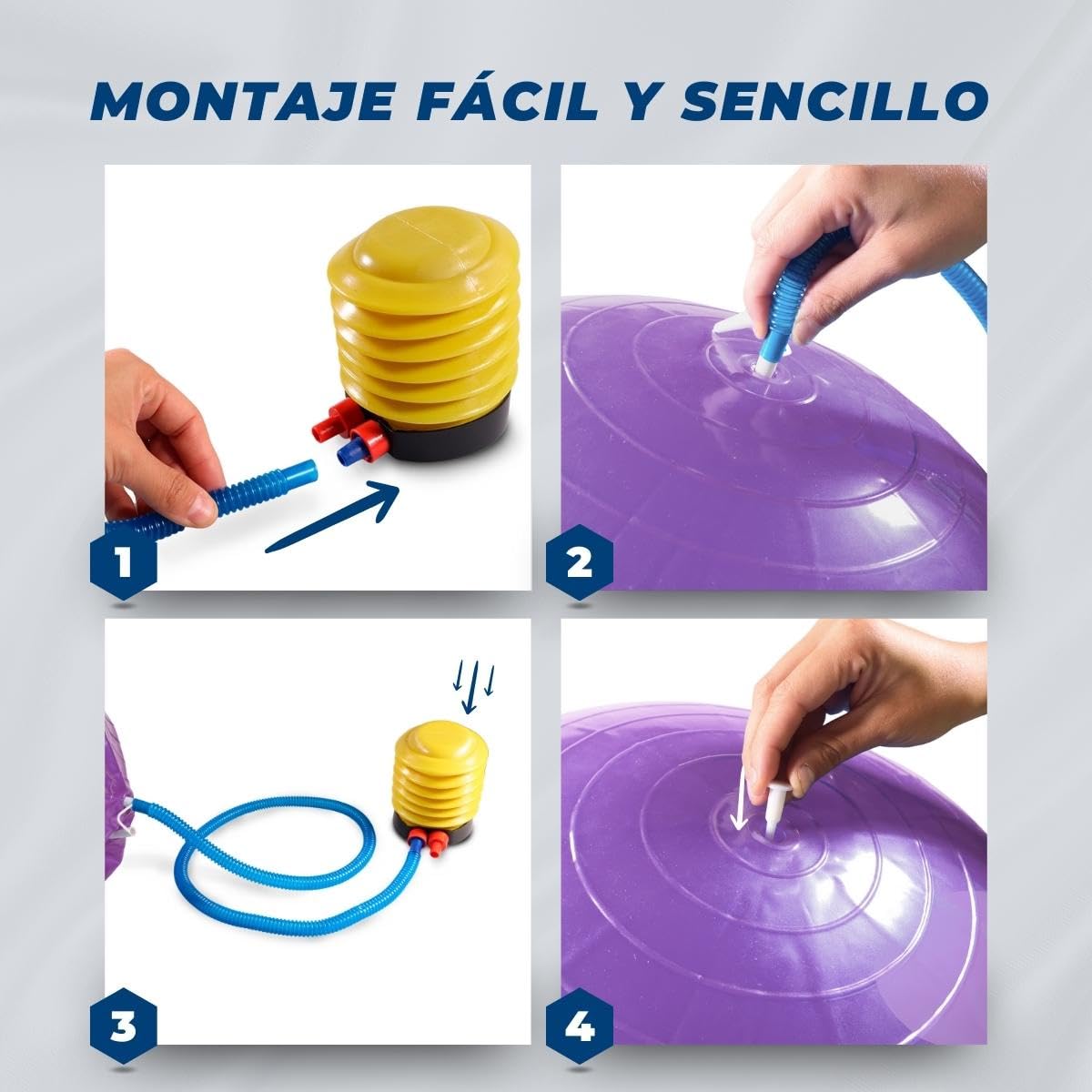 Mobiclinic Pelota de Pilates 58 cm Antideslizante Anti-pinchazos Lavable Morado