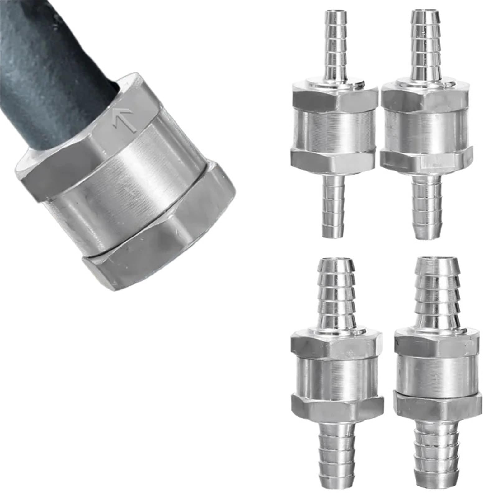 Zawór zwrotny paliwa samochodowego, zawór zwrotny, zasilanie olejem, pompa ręczna 6/8/10/12 mm, jednokierunkowy zawór zwrotny ze stopu aluminium do Peugeot Renault (4 szt. mieszane)