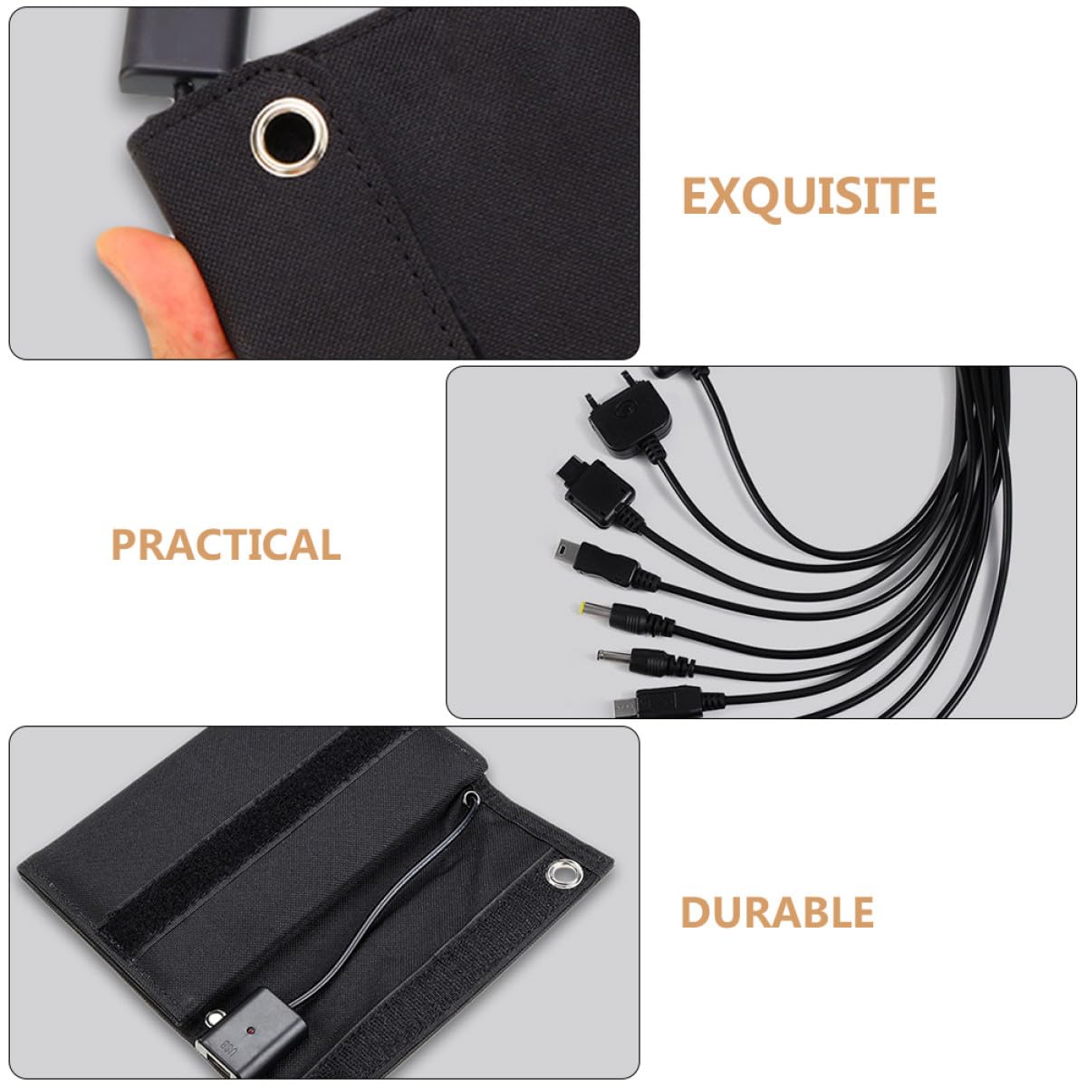 Levemolo Cargador Solar Plegable de 15w y 6v Panel Monocristalino Portátil para Camping y Emergencia Material Abs y Cobre