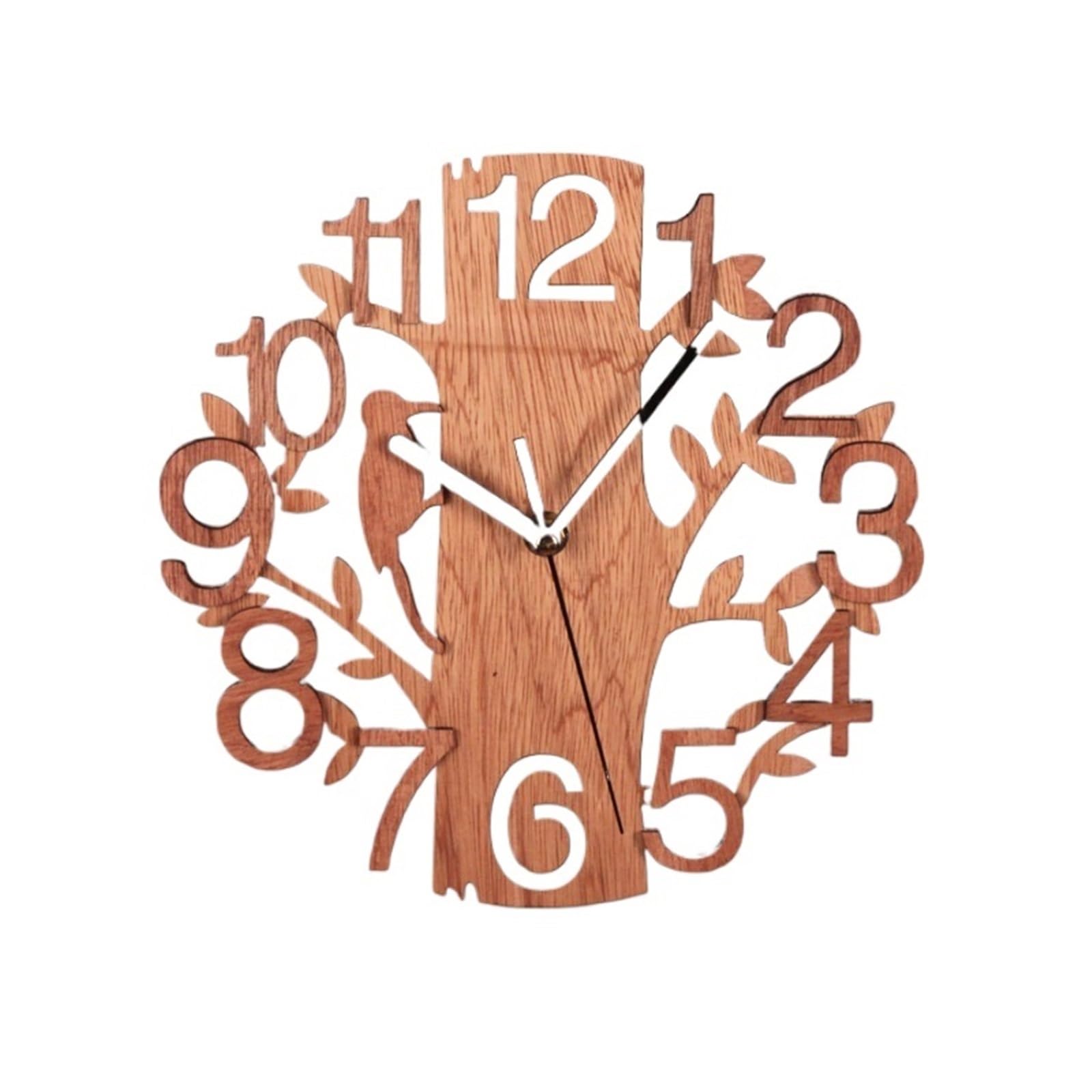 HVSYVVSRL Double-layer Three-dimensional Bird Wall Clock Home Wooden Creative Decoration Gift Exquisite Ornament Quiet Operation