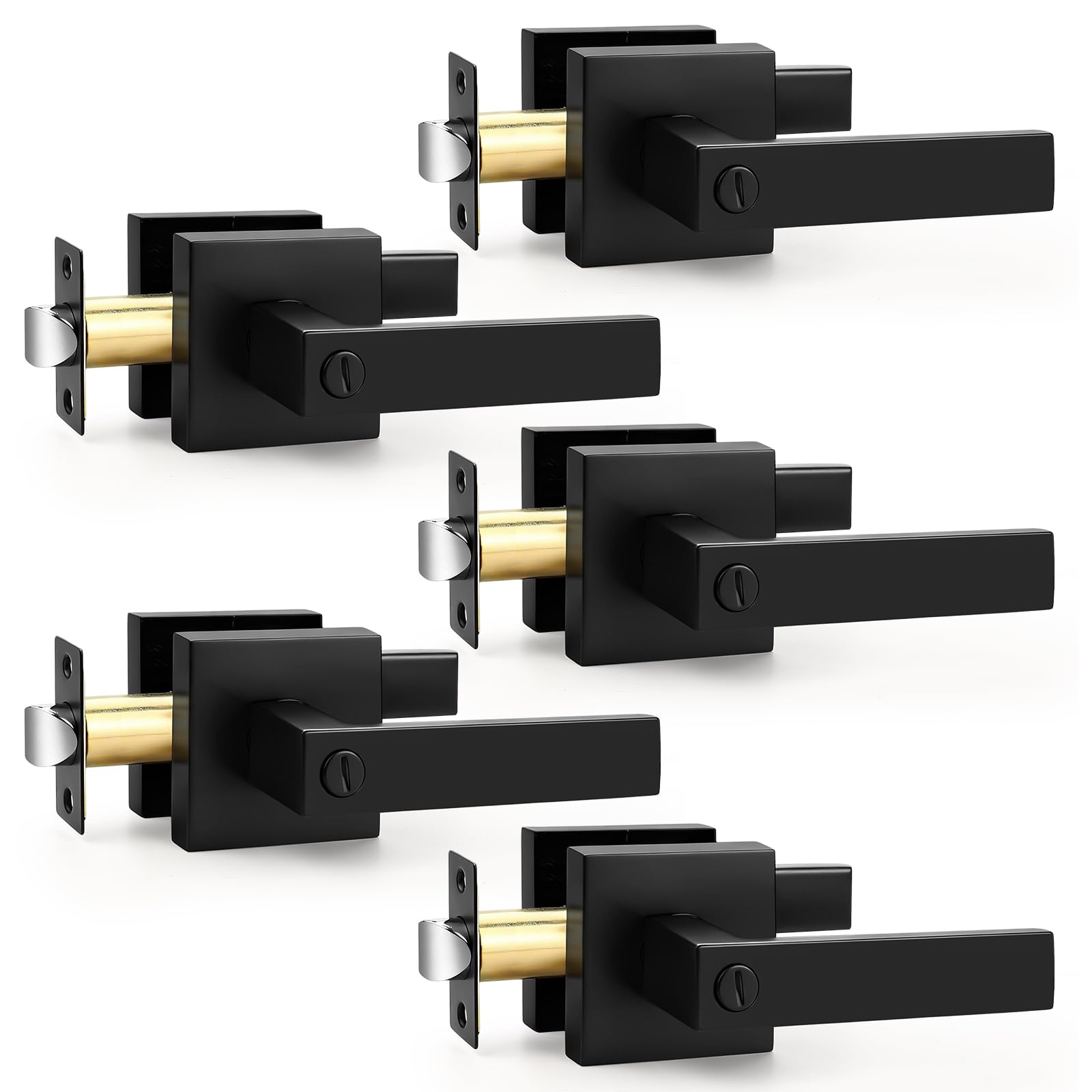 Probrico Matte Black Square French Doors Half-Dummy Handles, Heavy Duty Closet Balcony Pantry Hardware, Non-Turning Stainless Steel Single Dummy Levers(Exposed Screws, 4 Pack) — Amazon image 16