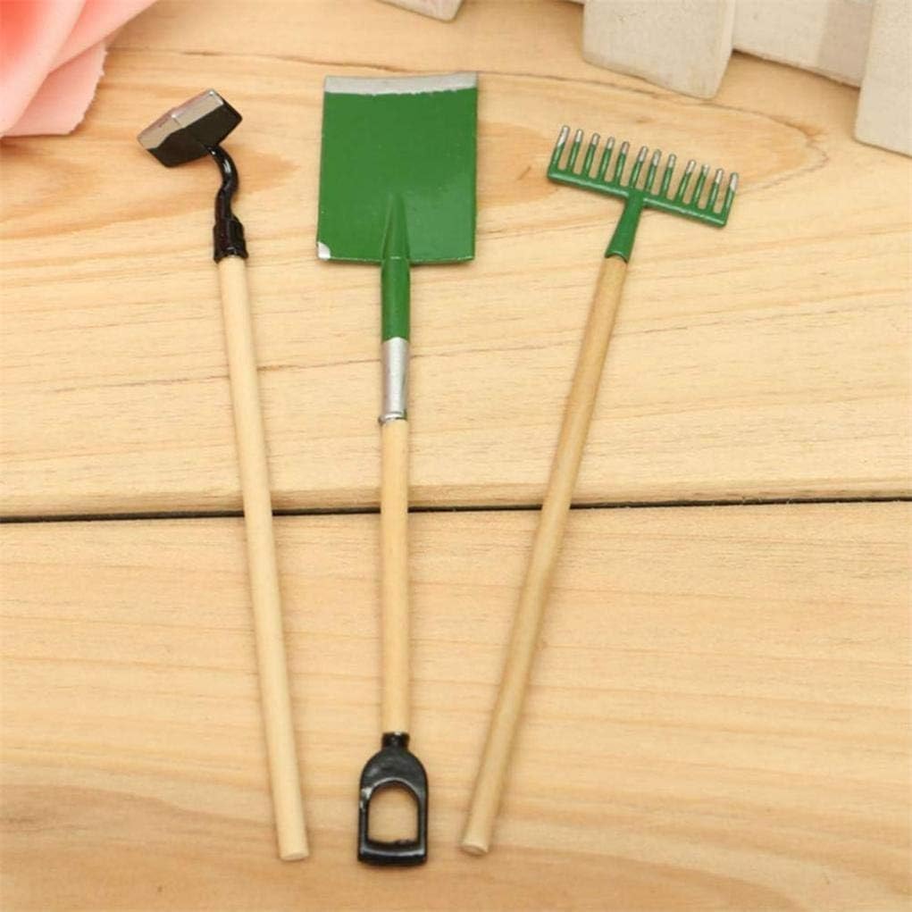 Herramientas de Jardinería Kit Juego de Pala y Pala, Herramienta de Mano de Acero Inoxidable, 3 Piezas, rastrillo de Pala, Mango de Madera, Kits de Herramientas de jardín duraderos y útiles WEWYQSJ