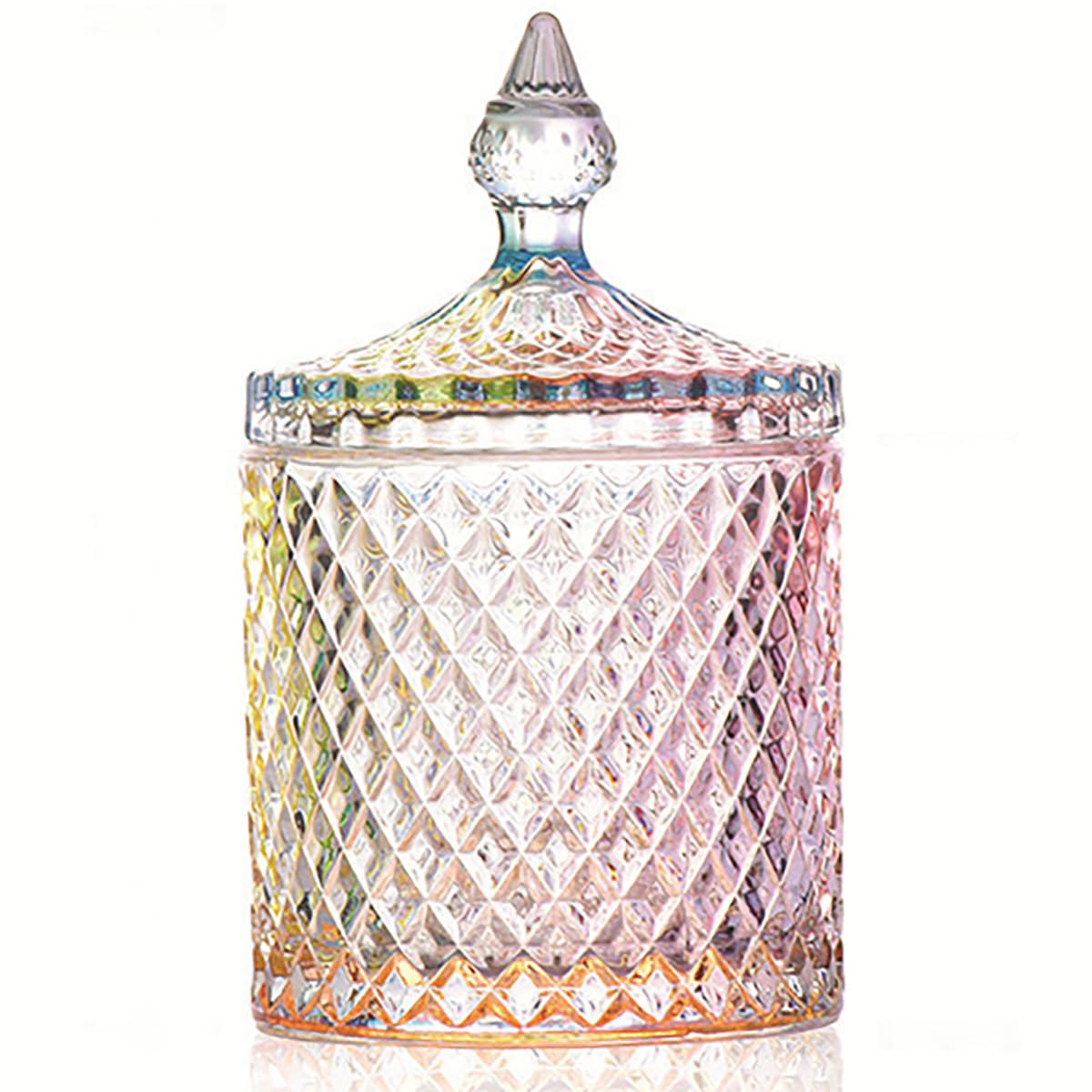 YILUSHENGHUA Candy Sever With Lid,Cute Glass Candy Snack Dish,Candy Cookie Jars,Jewelry Box,Buffet Jar Biscuit Containers,Decorative Jar(Multi-Color)