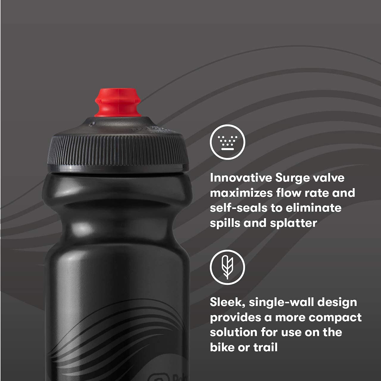 Polar Bottle Breakaway Wave Fahrrad-Wasserflasche – 590 Ml, BPA-frei, Leicht, 2 Stück, Anthrazit/Schwarz