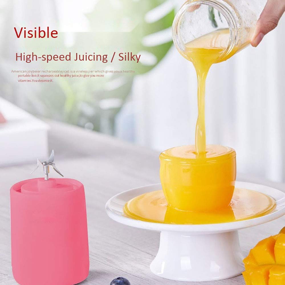 Licuadora Portátil, Mini Batidora de Vaso con 4 Cuchillas, 400ML Juicer Smoothie Maker USB Recargable Batidoras de Vaso Individuales para Fruta, Verdura, Smoothies, Milkshake