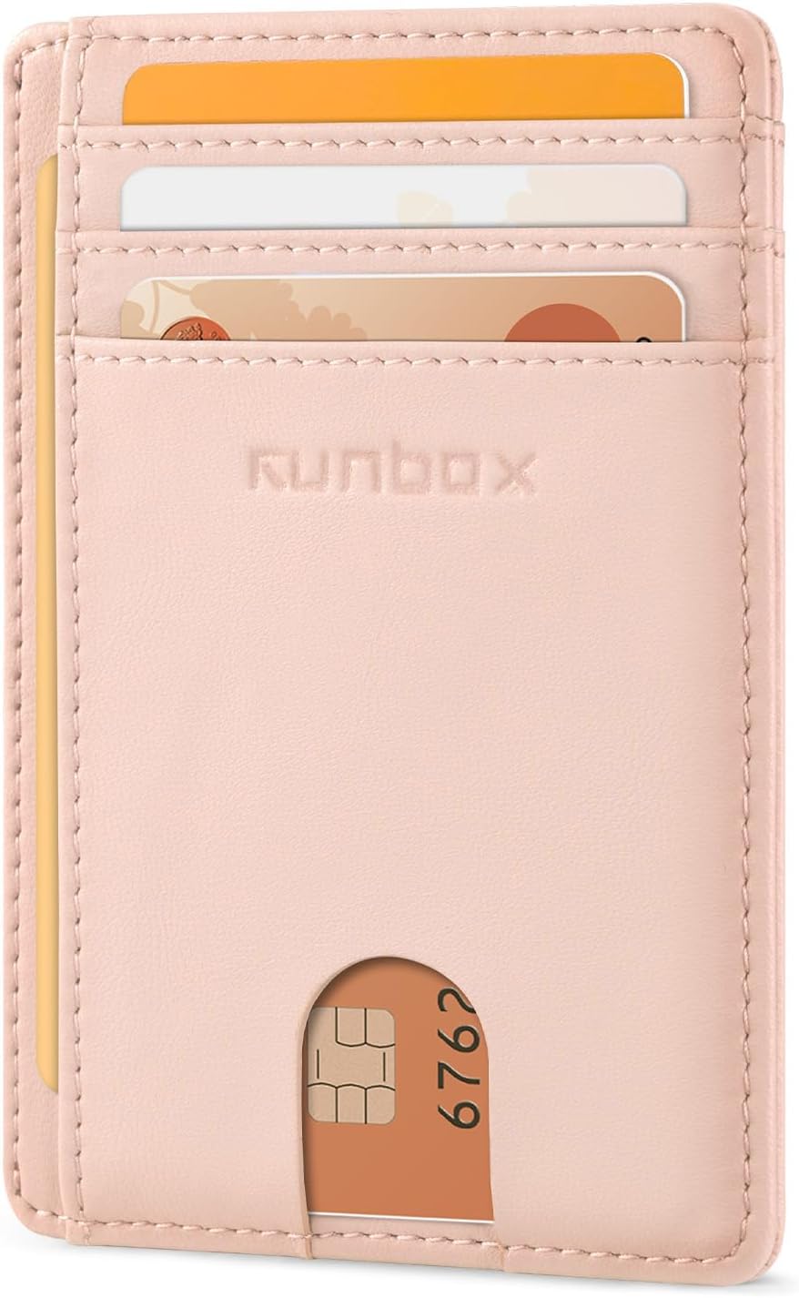 RUNBOX Slim Minimalist Front Pocket RFID Blocking Leather Wallets for Men and Women Card Holder Wallets Gifts for men