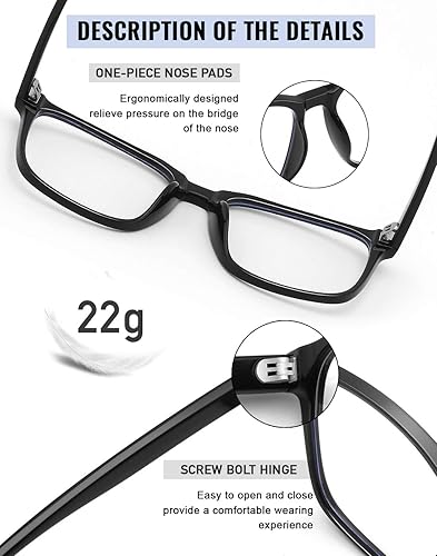 Miniatura 3 de TEAPLMTT Lentes de bloqueo de luz azul, anteojos cuadrados de gran tamaño para computadora anti luz azul para mujeres y hombres