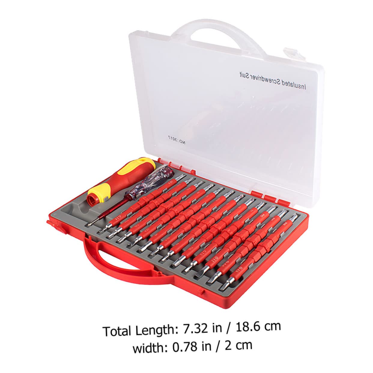 Mini Destornillador Eléctrico Aislado de Acero Estuche Portátil para Kit Herramientas Electricista en Trabajos Profesionales y Home DIY