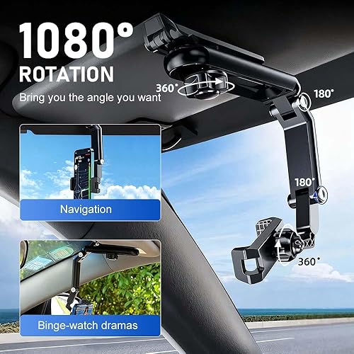 Miniatura 3 de Soporte para teléfono para visera solar, 2026 nuevo 1080 multifunción parasol universal giratorio de 360 grados, soporte de teléfono para automóvil,