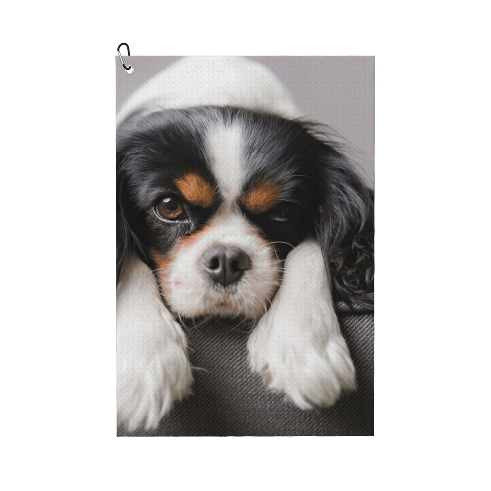 Hnnkloy Cavalier King Charles Spaniel Dog, 16x24 in Portable Waffle Golf Towels with Carabiner Clip for Golf Bag