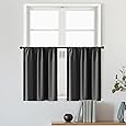 RYB HOME Kitchen Curtains Blackout - Small Window Curtains Thermal Insulated Blackout Privacy Drapes for Kids Nursery Bedroom Basement Cafe Tier, W 52 x L 36, Greyish Purple, 2 Panels