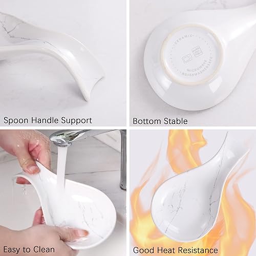 Miniatura 5 de Jabonera y soporte para cuchara, jabonera autodrenante en forma de hoja, soporte de cuchara de cerámica para cocina, soporte para cuchara para