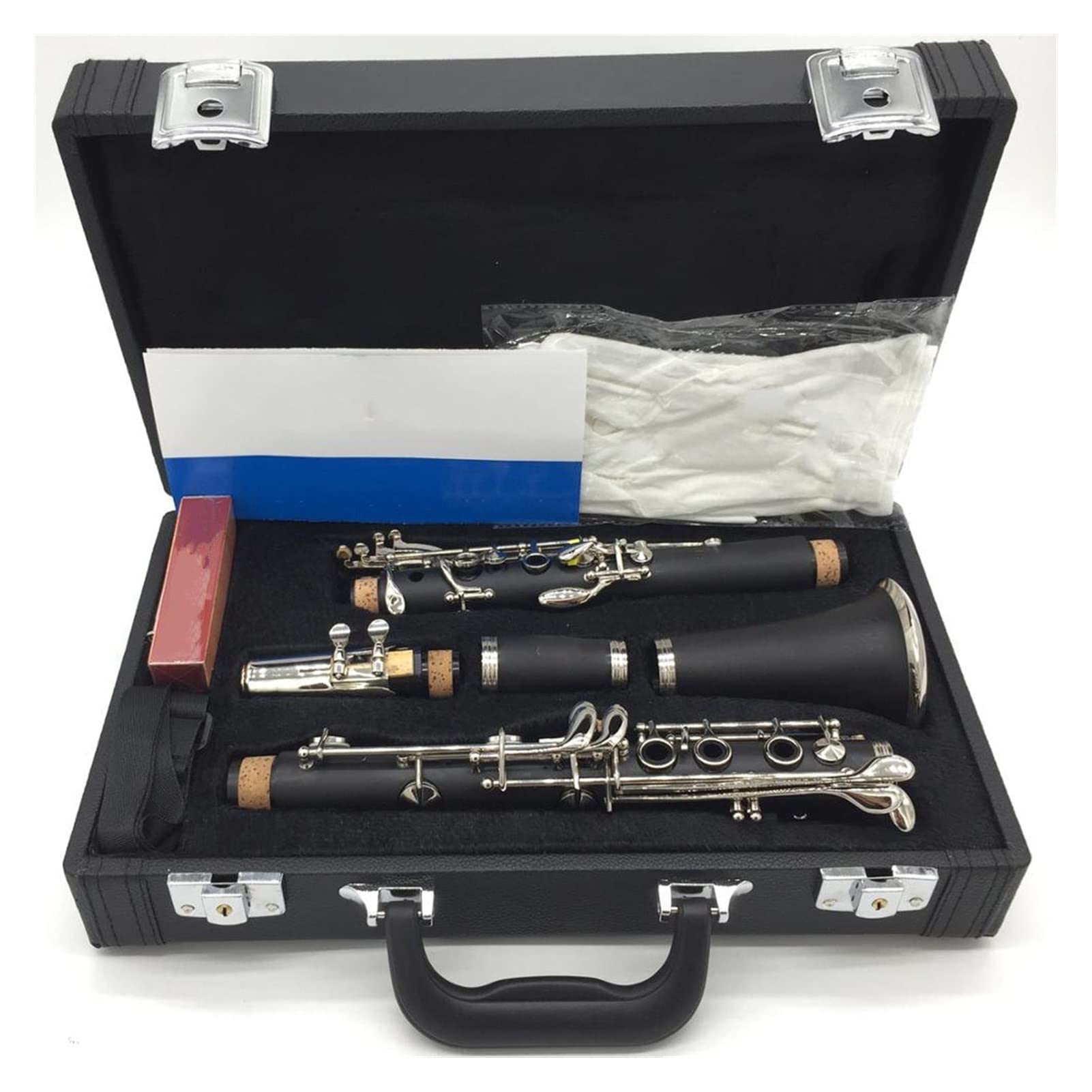 Student Standard Clarinet Bakelite A Clarinets E11 Professional Clarinet Silver Plated Keys 17 Keys with Case Mouthpiec