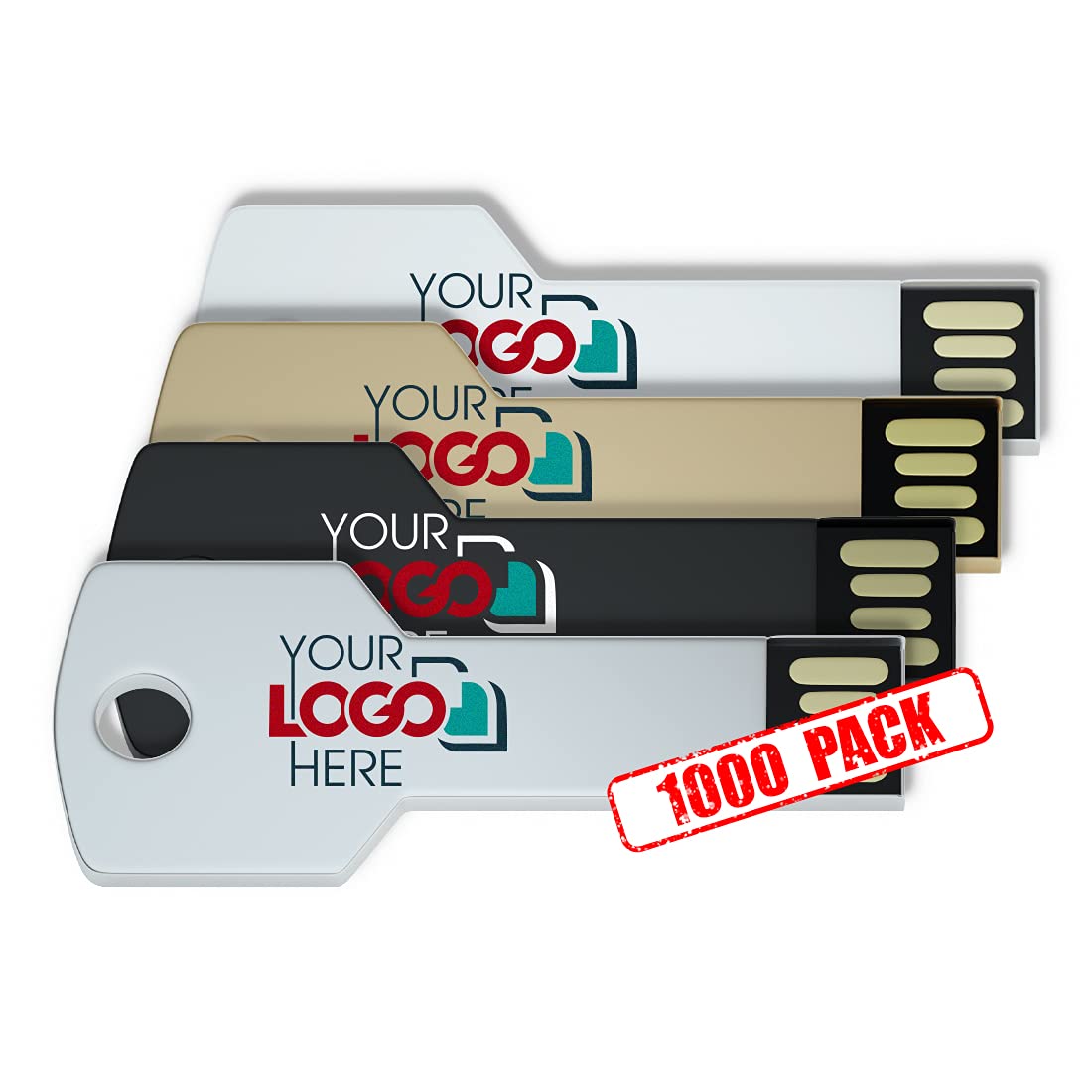 Possibox Custom Key Shaped USB Flash Drive 128MB Customized with Your Logo - as Promotional Gift Bulk 1000 Pack