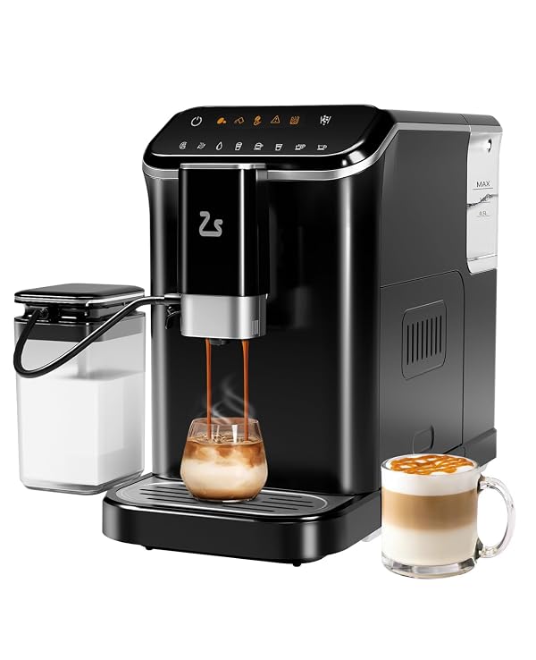 GarveeLife Fully Automatic Espresso Coffee Machine with Built-In Grinder, Milk Frother, Touchscreen, 20 Bar Pump Pressure, 1.5L Detachable Water Tank, One-Touch Latte & Cappuccino Maker, 1350W Gold by GarveeLife - Used condition - US$202.94