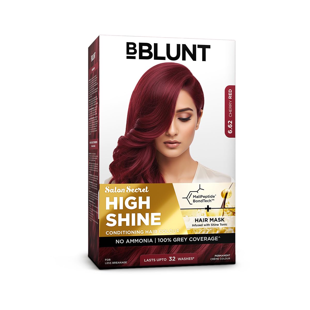 BBLUNT Salon Secret High Shine Conditioning Hair Colour With MaliPeptide BondTech™ to reduce breakage | Cherry Red-6.62 | No Ammonia, 100% Grey Coverage | Long Lasting Permanent Colour | Salon at home-picture-14