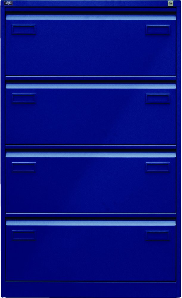 Bisley LIGHT Hängeregistraturschrank, doppelbahnig, DIN A4, 4 HR-Schubladen, Metall, 639 Oxfordblau, 62.2 x 80 x 132.1 cm