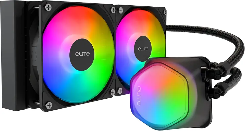 Cooler Master Cooler líquido de CPU MasterLiquid ML240 Illusion Close-Loop AIO, cúpula translúcida, bomba de câmara dupla de 3ª geração, radiador 240, halo duplo MF120 para AMD Ryzen/Intel 1200/1151