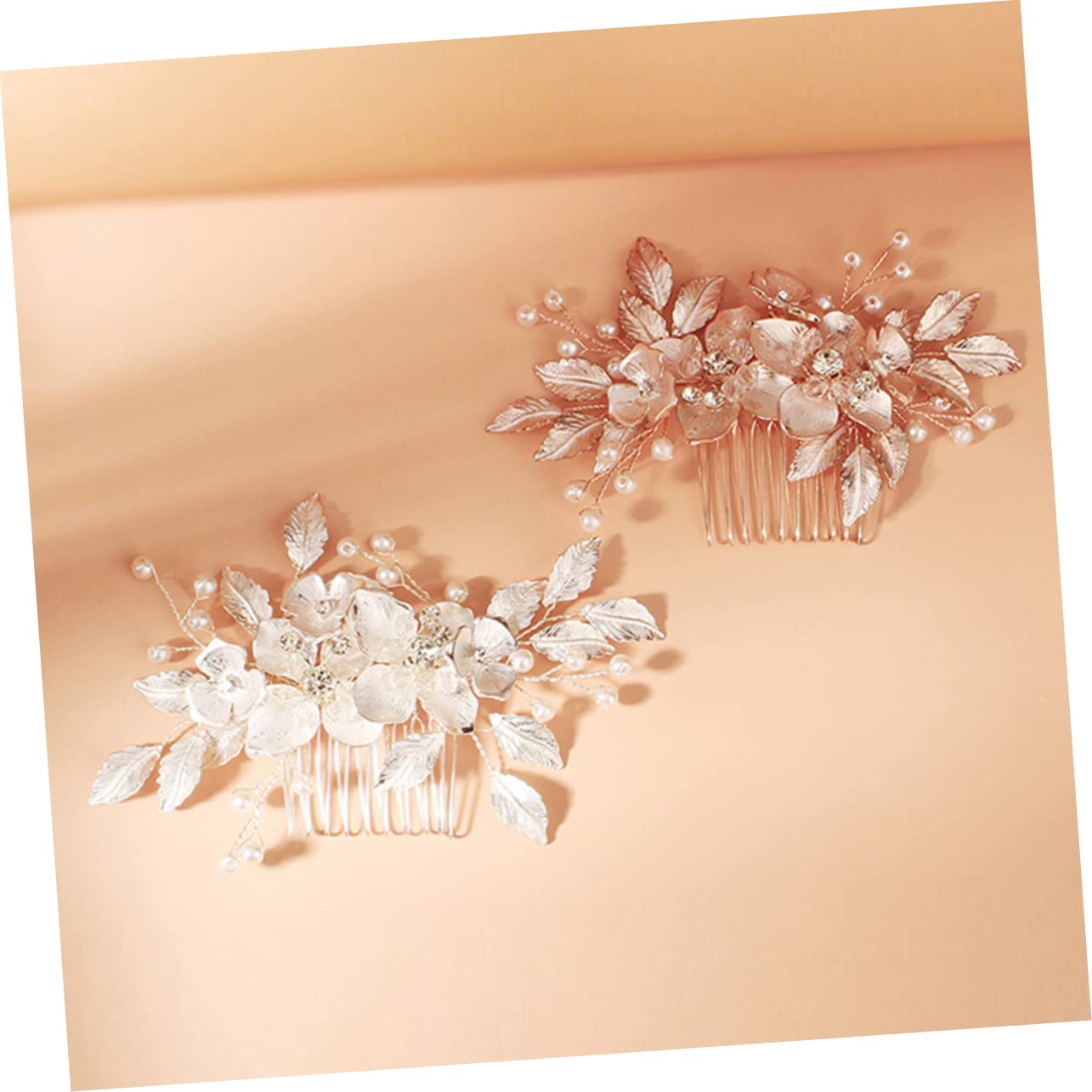 Didiseaon 3pezzi Pettinino Per Sposa Con Fiori e Foglie Eleganti Accessorio Per Da Cerimonia Nuziale Fermaglio Brillante Per Matrimonio Comodo e Facile Da Indossare Decorazione Di Per