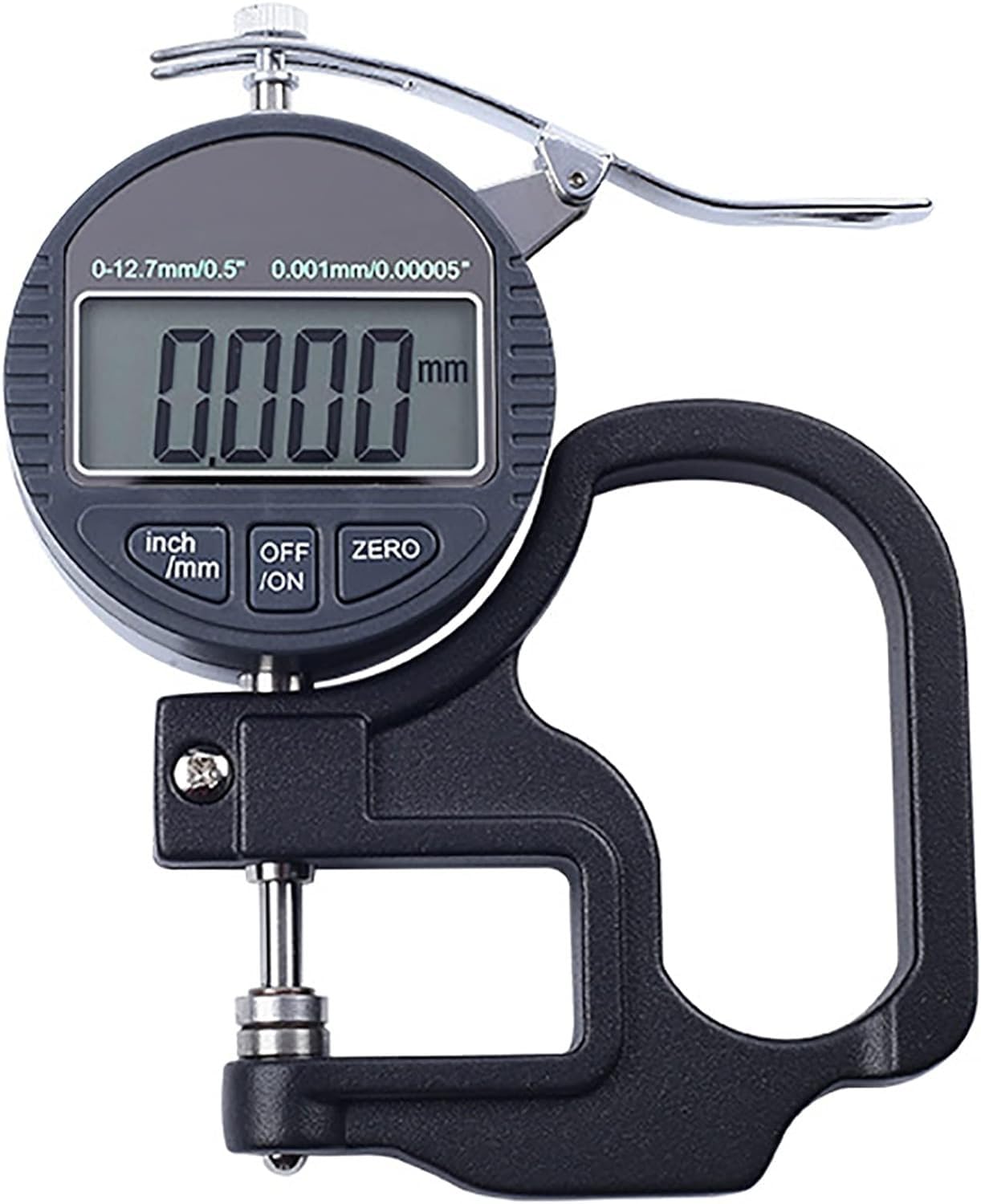 Medidor de espesor micrométrico de porcentaje digital de 0,001 mm, medidor de espesor de calibrador digital de cabeza plana, herramientas de medición de papel de cuero con cable de película(0-10mm)