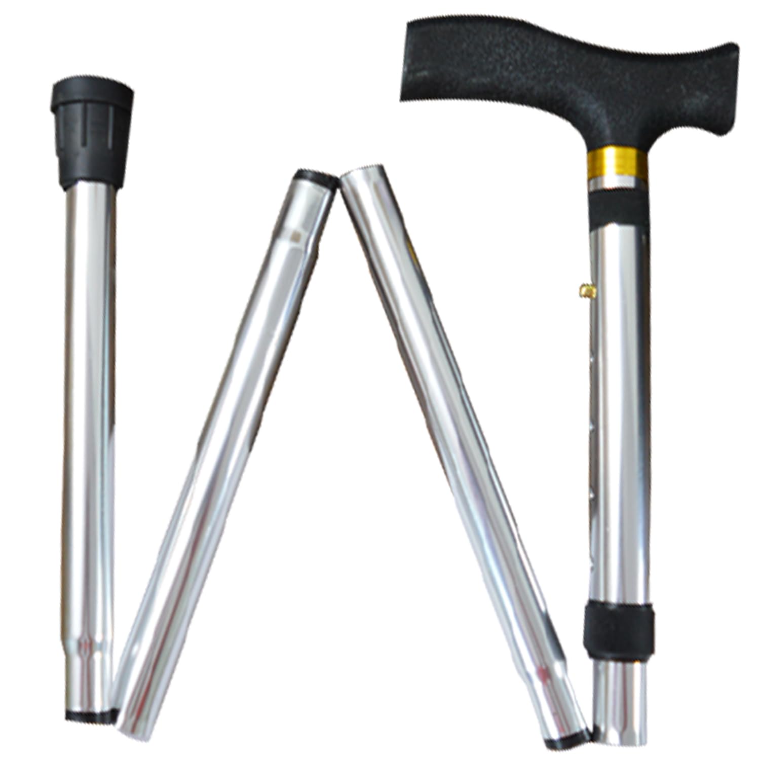 MCPJindal Folding Premium Imported Foldable Walking Stick for Men (Silver)