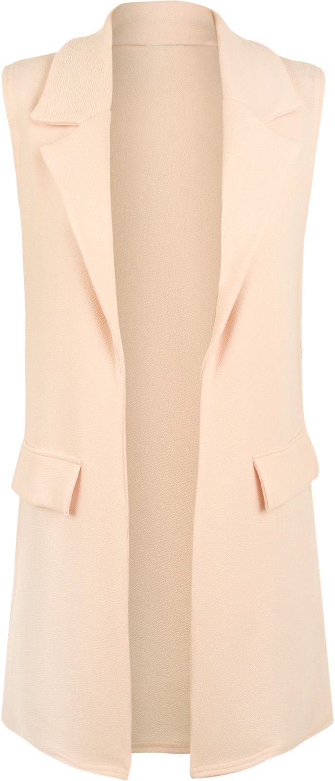 Chaleco largo sin mangas mujer chaqueta crepé abrigo casual color carne 36 2