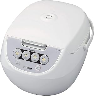 Tiger JBV-A18U-W 10-Cup Uncooked Micom Rice Cooker with Food Steamer Slow Cooker White