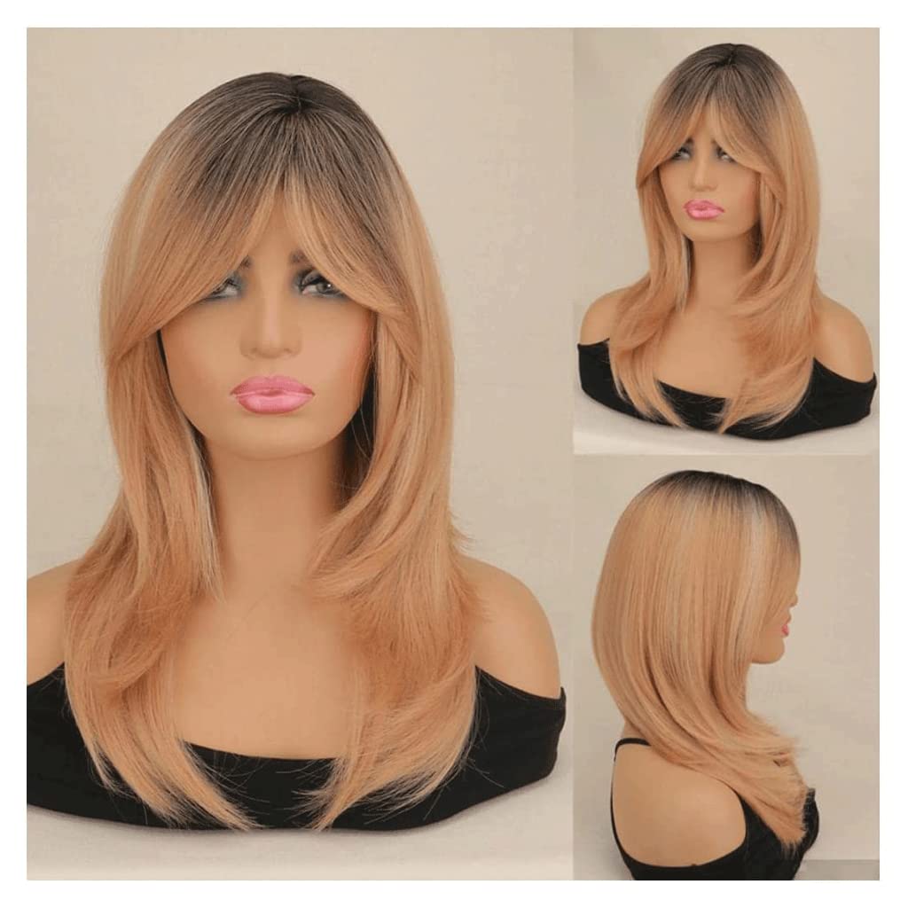 LIOONS Parrucca realistica Parrucca alla Moda da Donna Parrucca Lunga a Strati Lunghi Fino alla Spalla Parrucca voluminosa ondulata Lunga 20 Adatta per Appuntamenti quotidiani Eleganza Naturale