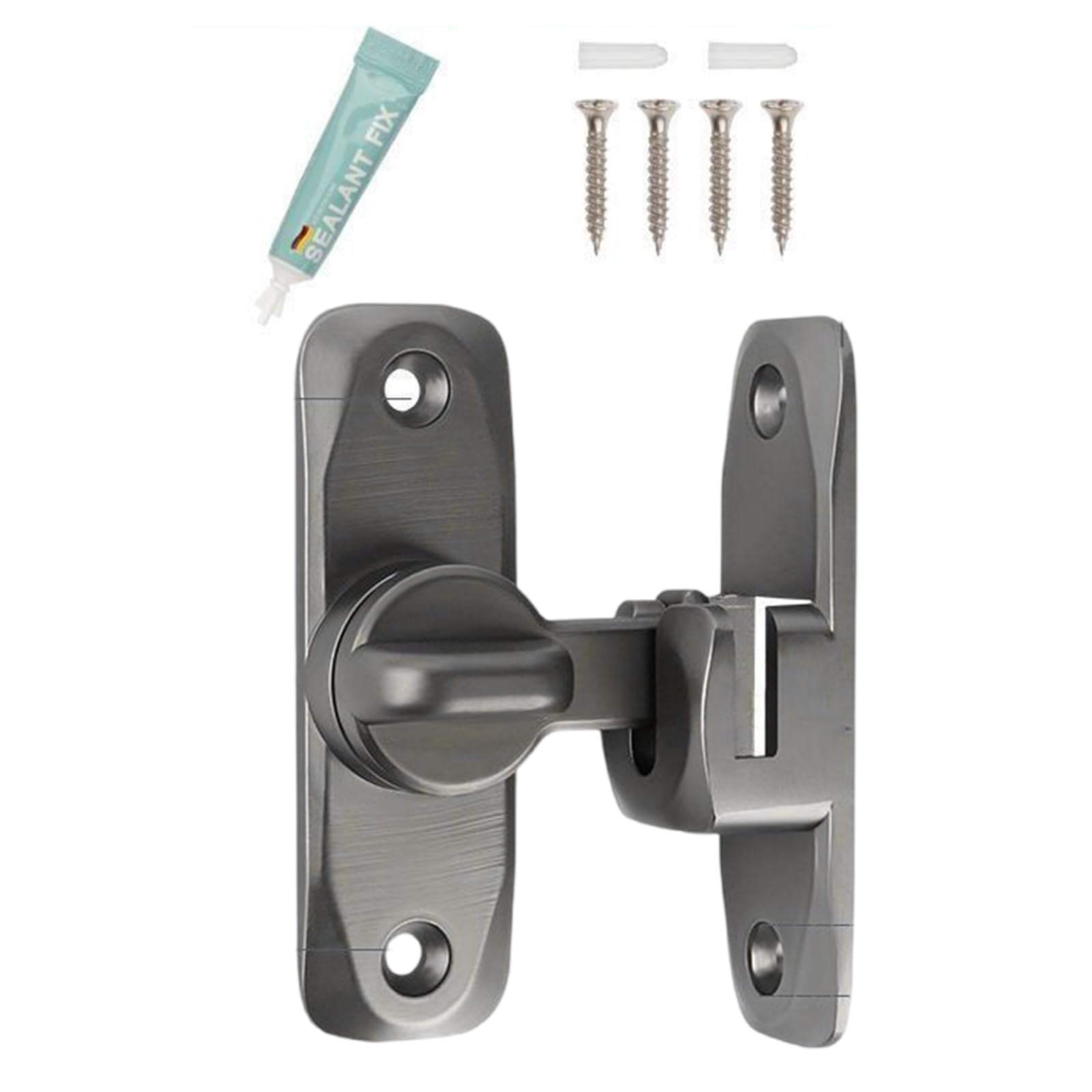 Kalttoy Gray 90/180 Degree Barn Door Locks None Drilling Sliding Door Zincs Alloy Flipping Hardware Enduring Privacy Bolt