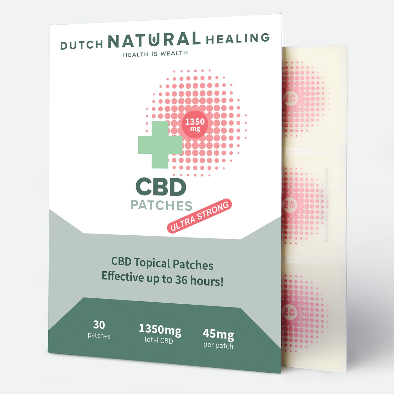 Patchs topiques CBD ultra forts - 1350 mg - 30 x 45 mg - Patchs transdermiques discrets - Efficaces et pratiques jusqu'à 36 heures