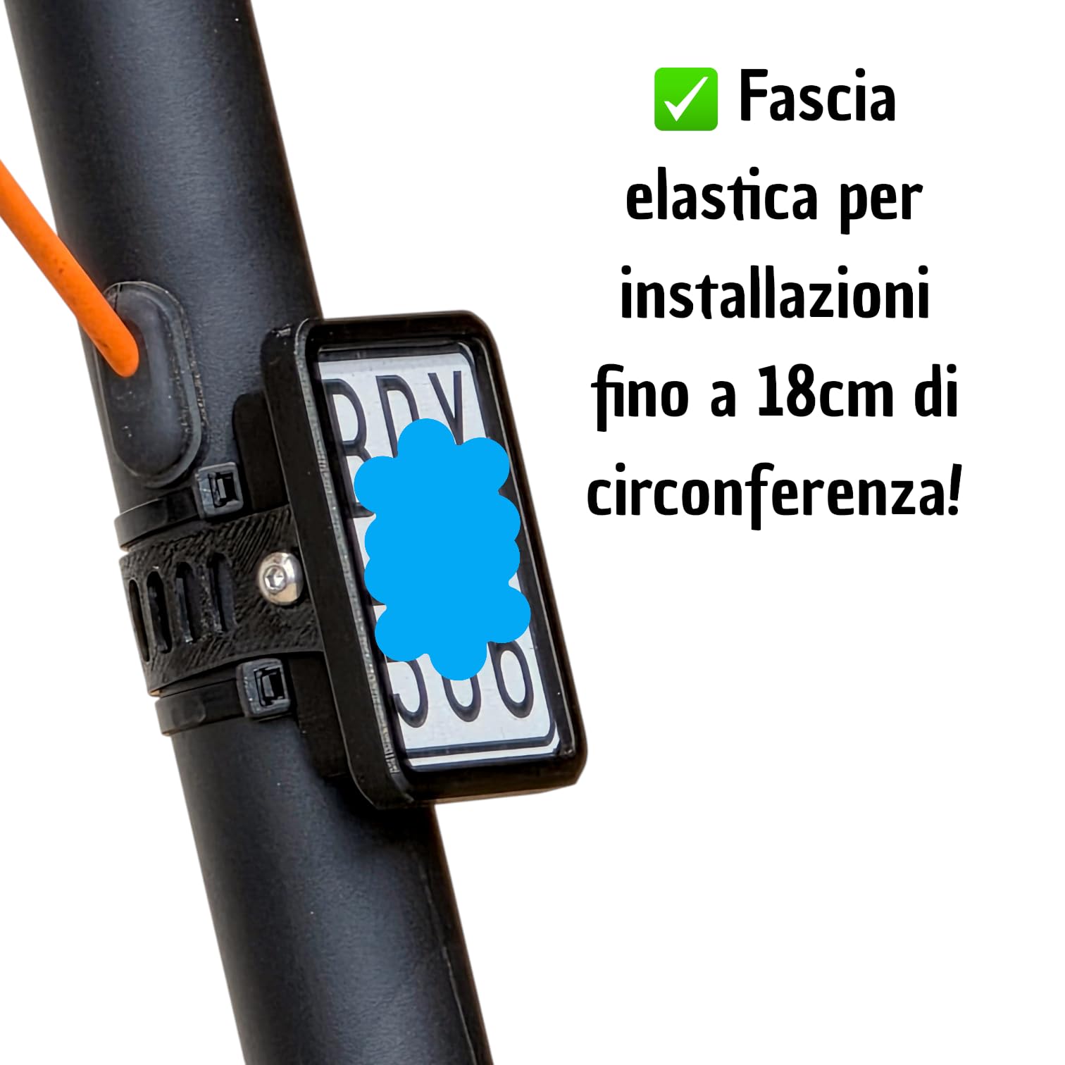 3DPRINTOK Portatarga per Monopattino Elettrico | Supporto Targa per Steli Tubolari Tondi, Ovali e Poligonali | Fissaggio Regolabile | ASA Resistente agli Agenti Atmosferici | Made in Italy