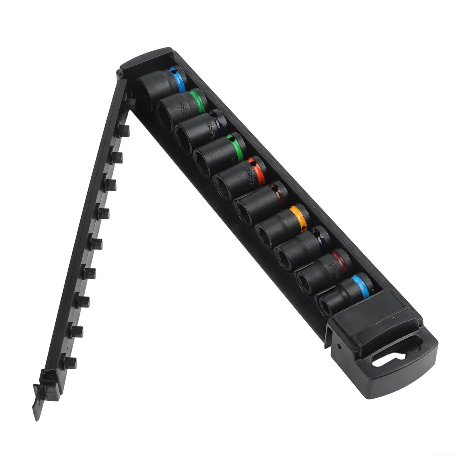 Set di chiavi a bussola da 1/2" da 10-24 mm, 10 pezzi in lega a parete spessa per bussole a percussione con giunto flessibile e anelli colorati per la manutenzione dei macchinari (78 mm)