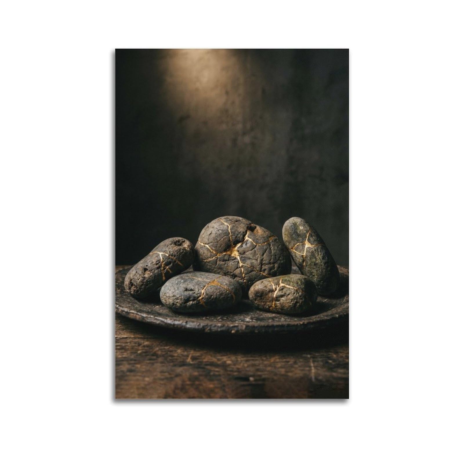 XKUGA Zen Healing Poster Cracked Pebble still Life Balance Serenity Modern Decorative Canvas Prints - Ideal Wall Art for Family, Man Cave, Game Room, Boys & Girls Bedroom 20x30inch(50x75cm)
