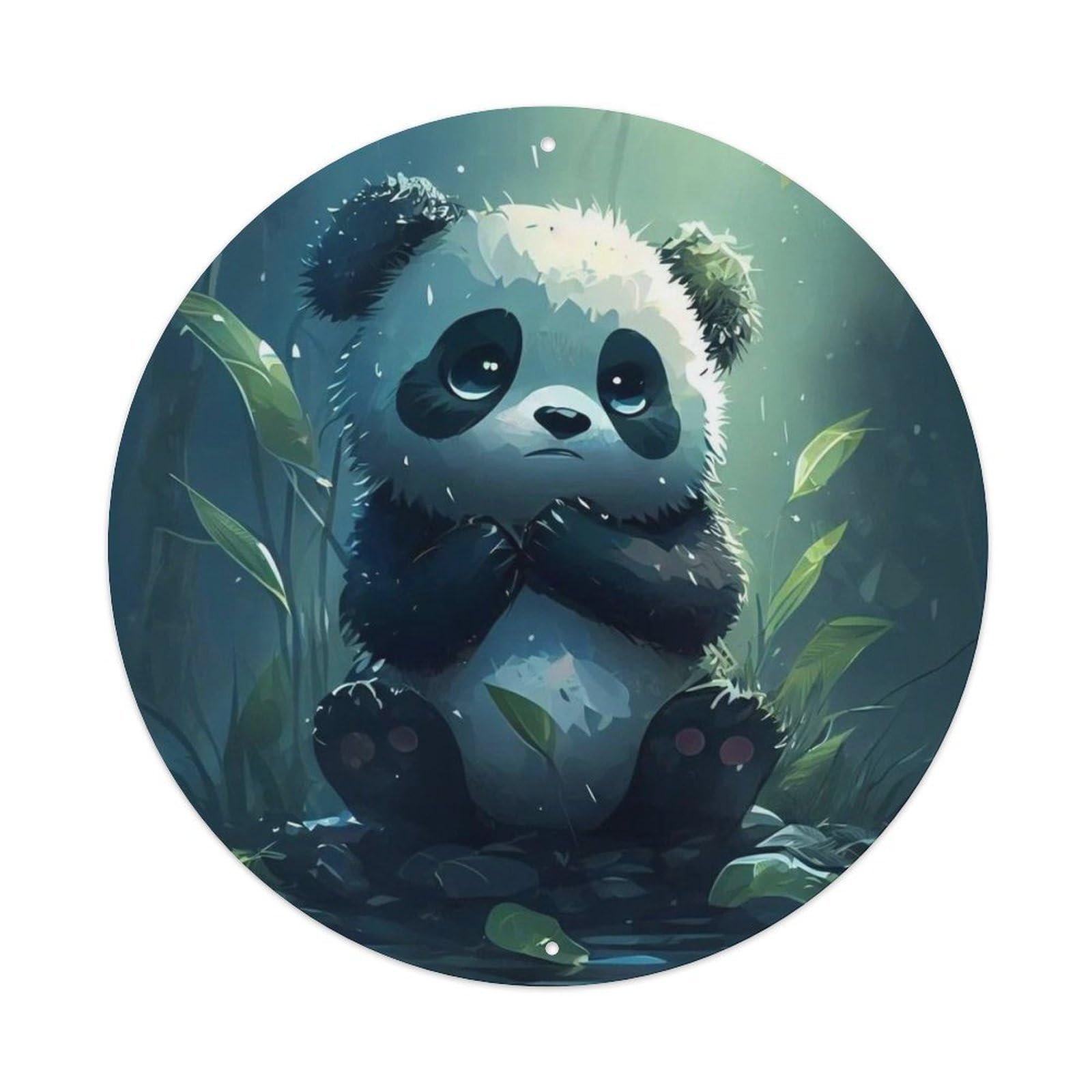 Animal Giant Panda Nature Landscape Soft Watercolor Cute Wildlife Vintage Metal Tin Sign Plaque Wall Decor for Cafe, Club Bar, Office, Garden Metal Poster 8x8Inch
