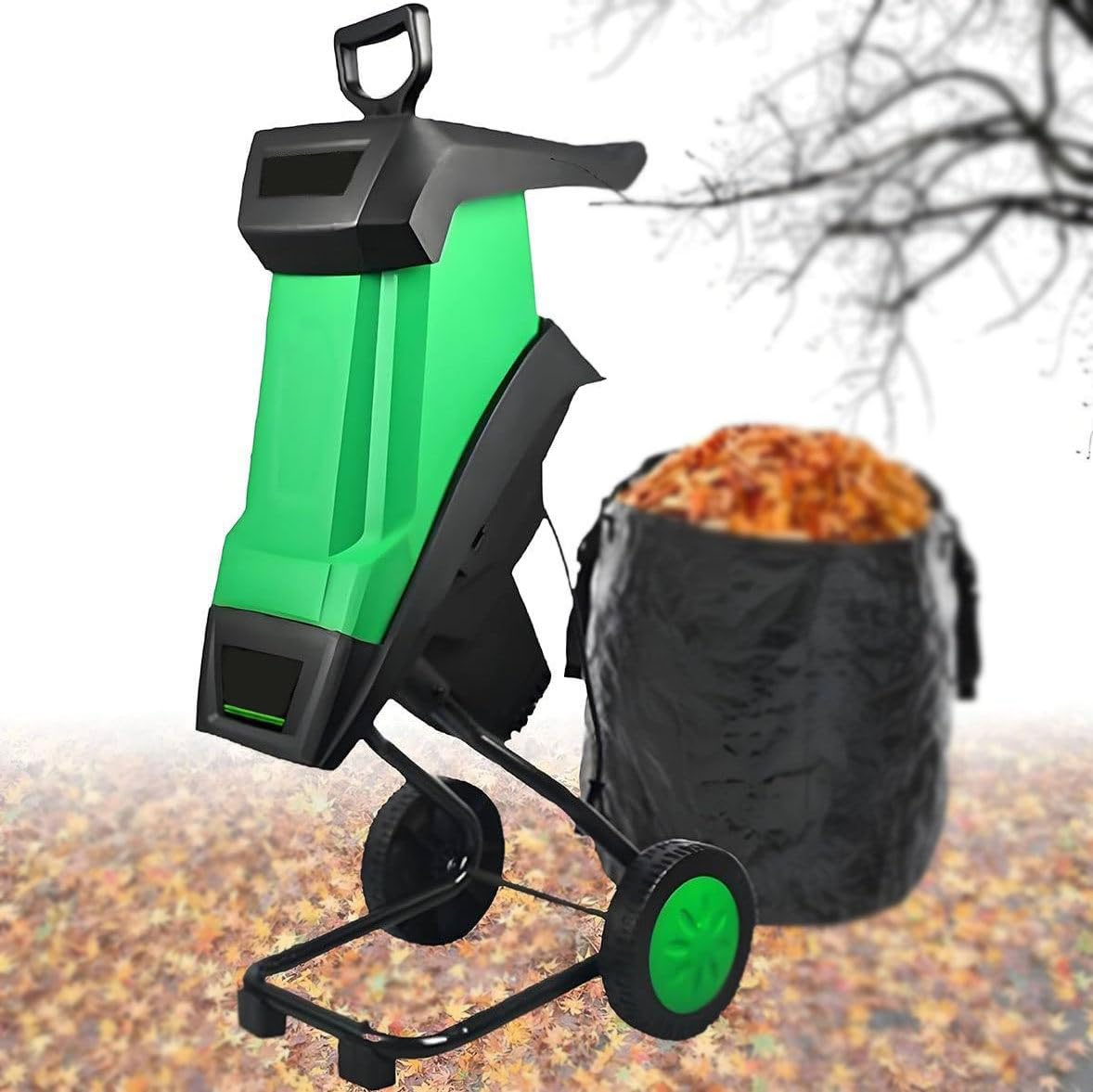 Biotrituratore Elettrico A Lame 2400 W, velocità di 4500 Giri/Min, Trituratore Rapido, per Rami, Foglie E Compostaggio, Sacco di Raccolta da 50 Litri
