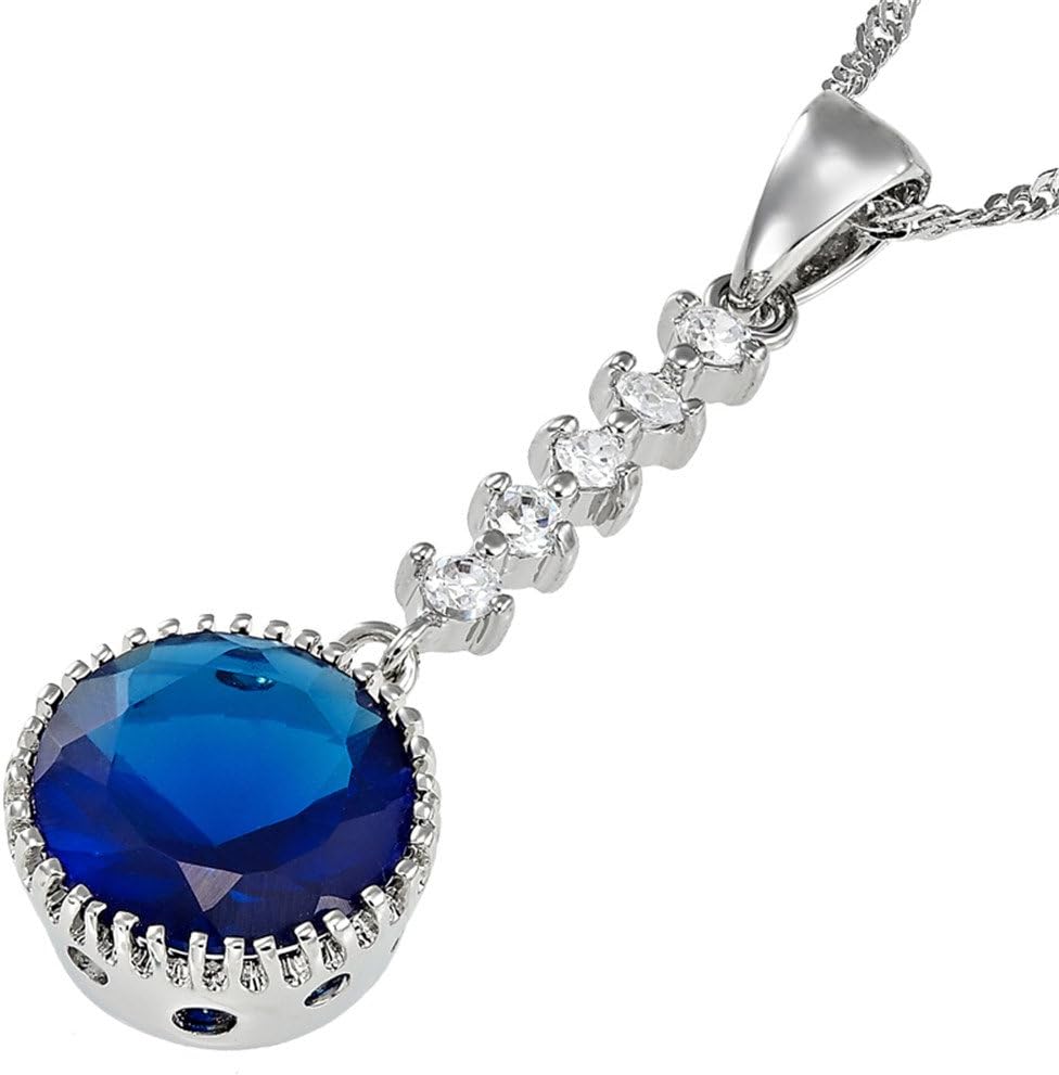 RIZILIA Pendant with 18" Chain & Round Cut CZ [5 Colors Available] in White Gold Plated, Simple Modern Elegant - Image 4