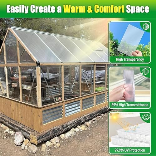 CHEOAR 10 Pack 6mmx61x121cm Polycarbonate Sheets, 4' x 2' x 0.24" Twin-Wall Plastic Roofing Sheets, All Weather Clear Roofing Sheets Greenhouse Plastic Panels Outdoor - Image 3