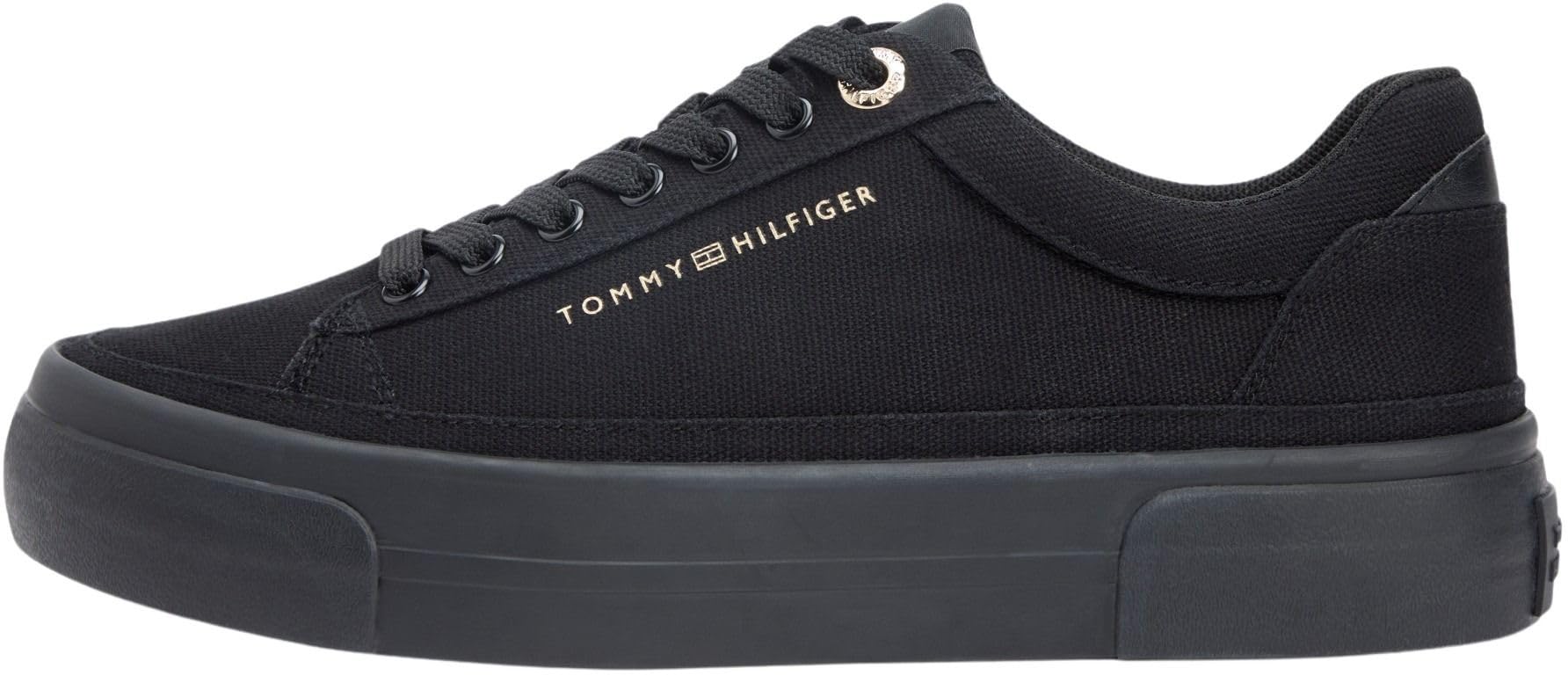 Tommy Hilfiger Women's Th Foxing Platform Canvas FW0FW09480 Low Top, Black (Black), 5